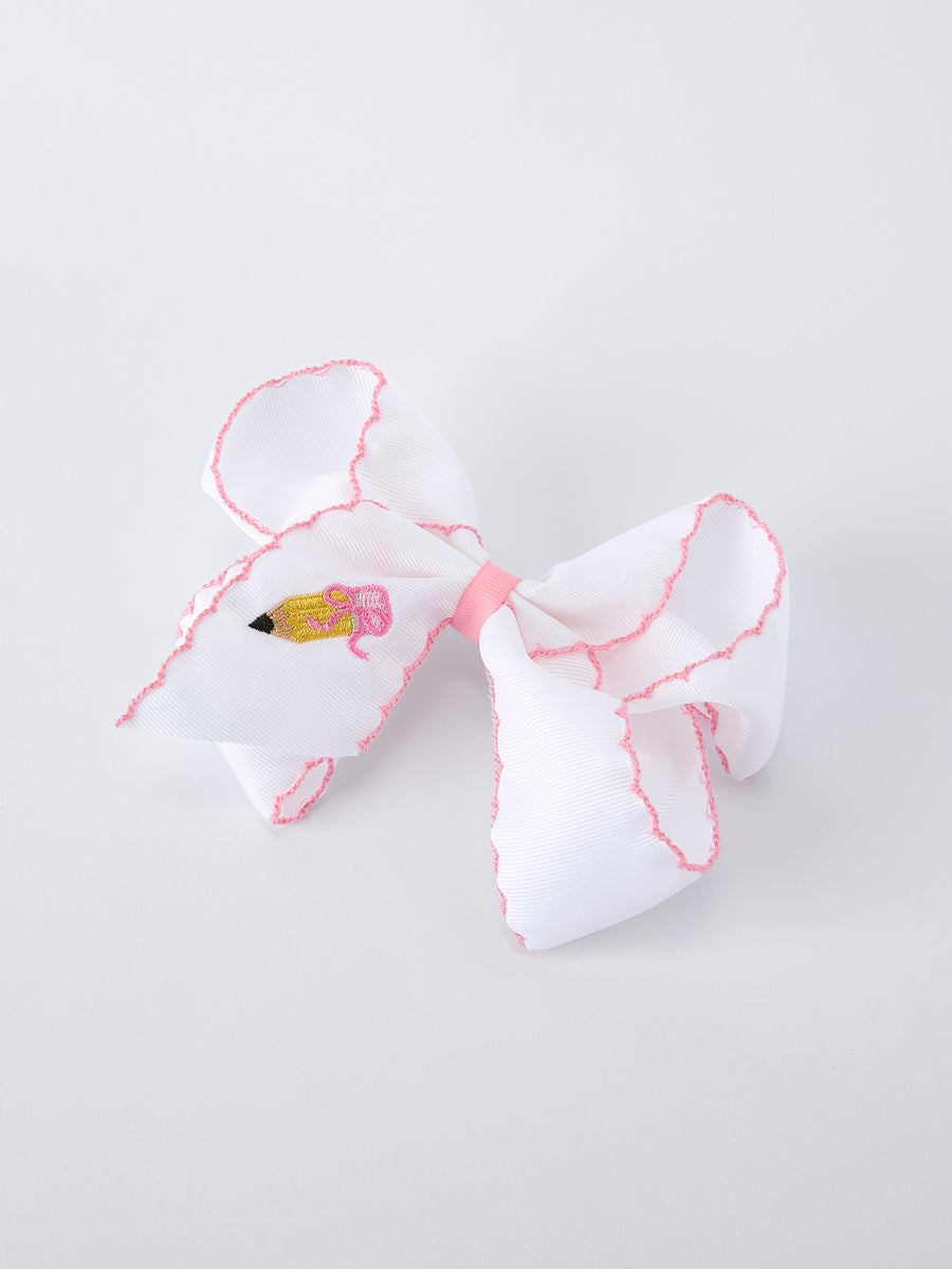 Back to School Yellow Pencil Bow Hair Clip 6.25 Inch