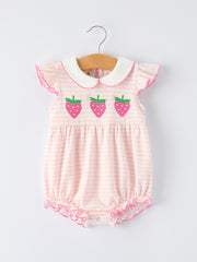 Strawberry Girl Romper Ruffle Peter Pan Collar