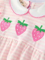 Strawberry Girl Romper Ruffle Peter Pan Collar