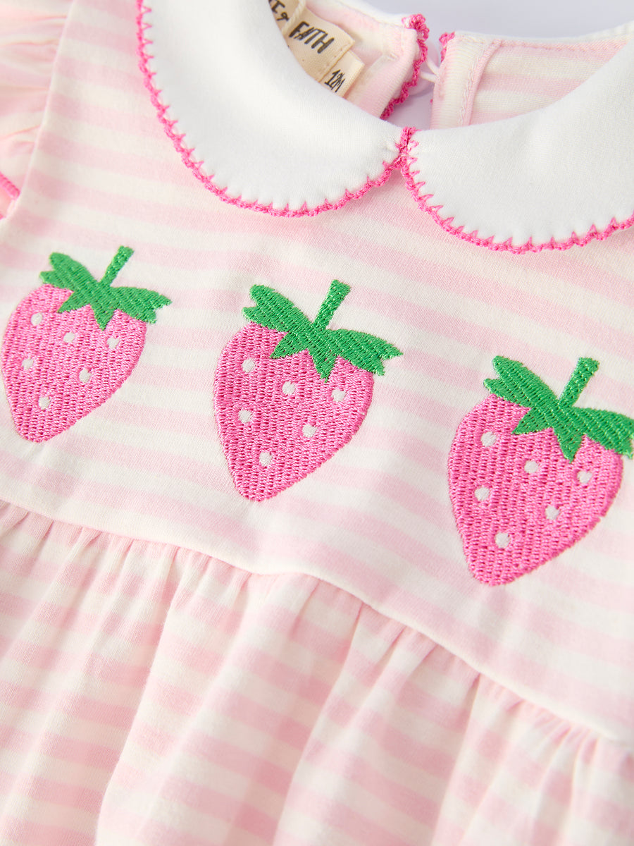 Strawberry Girl Romper Ruffle Peter Pan Collar