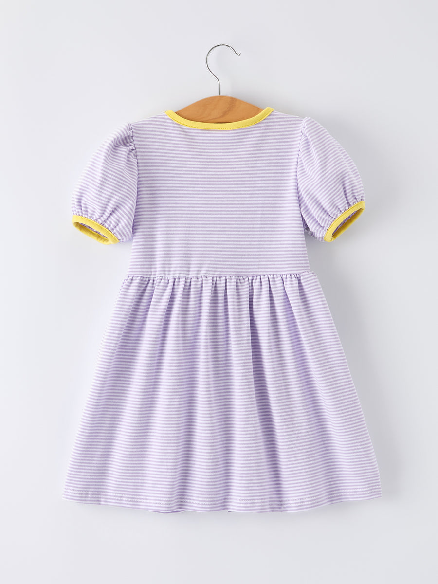 Back to School Bus Applique Ruffle Pocket Girls Dress