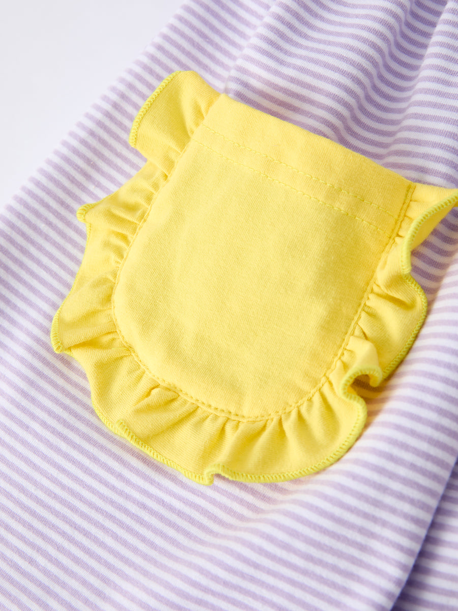 Back to School Bus Applique Ruffle Pocket Girls Dress