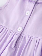 Floral Embroidered Girl Dress with Lavender Peter Pan Collar