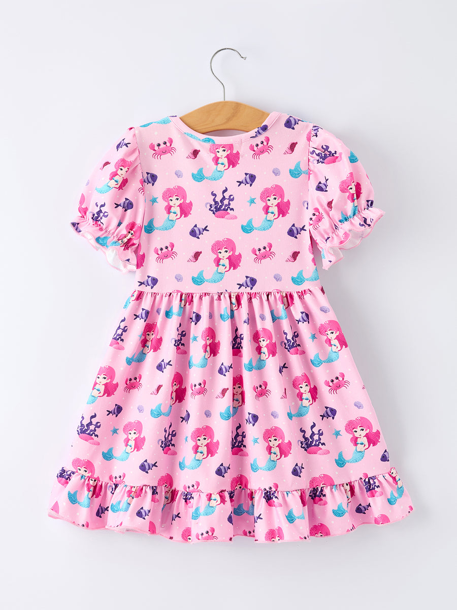 Pastel Ocean Girl Ruffle Dress