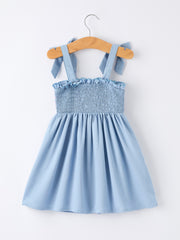 Summer Strawberry Smocked Applique Girl Dress