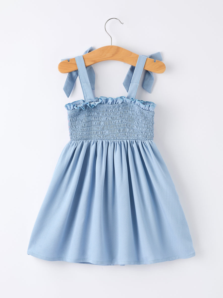 Summer Strawberry Smocked Applique Girl Dress