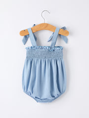 Summer Strawberry Smocked Applique Girl Romper