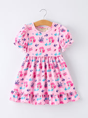 Pastel Ocean Girl Ruffle Dress