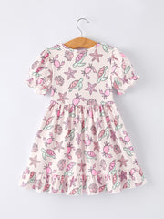 Ocean Print Girl Ruffle Dress