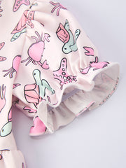 Ocean Print Girl Ruffle Dress