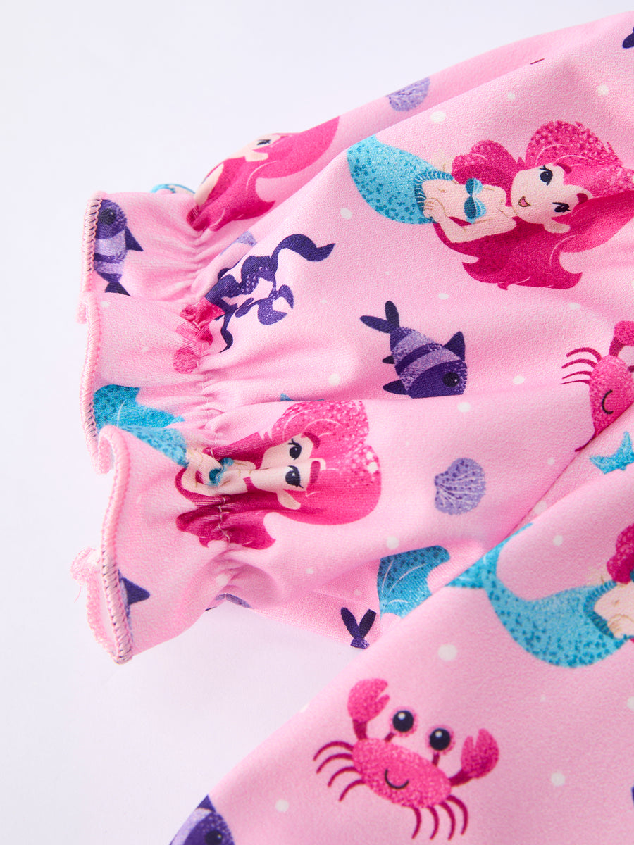 Pastel Ocean Girl Ruffle Dress