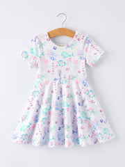 Summer Sea Life Print Girl Dress