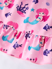 Pastel Ocean Girl Ruffle Dress