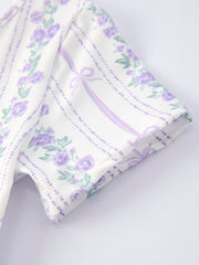 Floral Bow Stripe Print Girl Dress