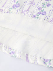 Floral Bow Stripe Print Girl Dress