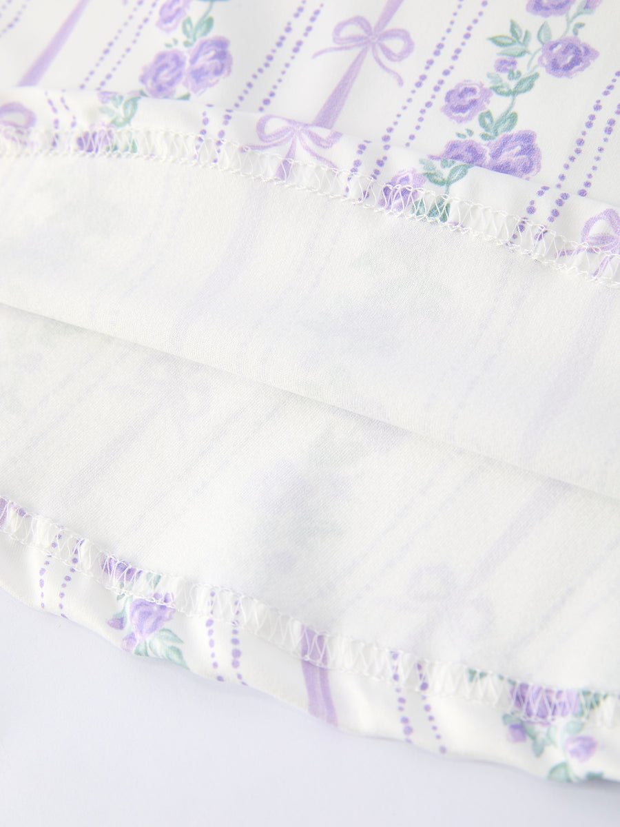 Floral Bow Stripe Print Girl Dress