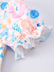 Ocean Animal Print Girl Ruffle Dress