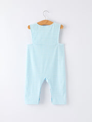 July 4th Plaid Boys Romper Flag Embroidery