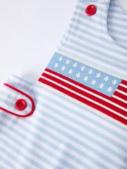 4th of July Stripe Blue Boys Romper