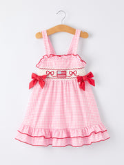 4th of July Plaid Girls Dress Bow Ruffle