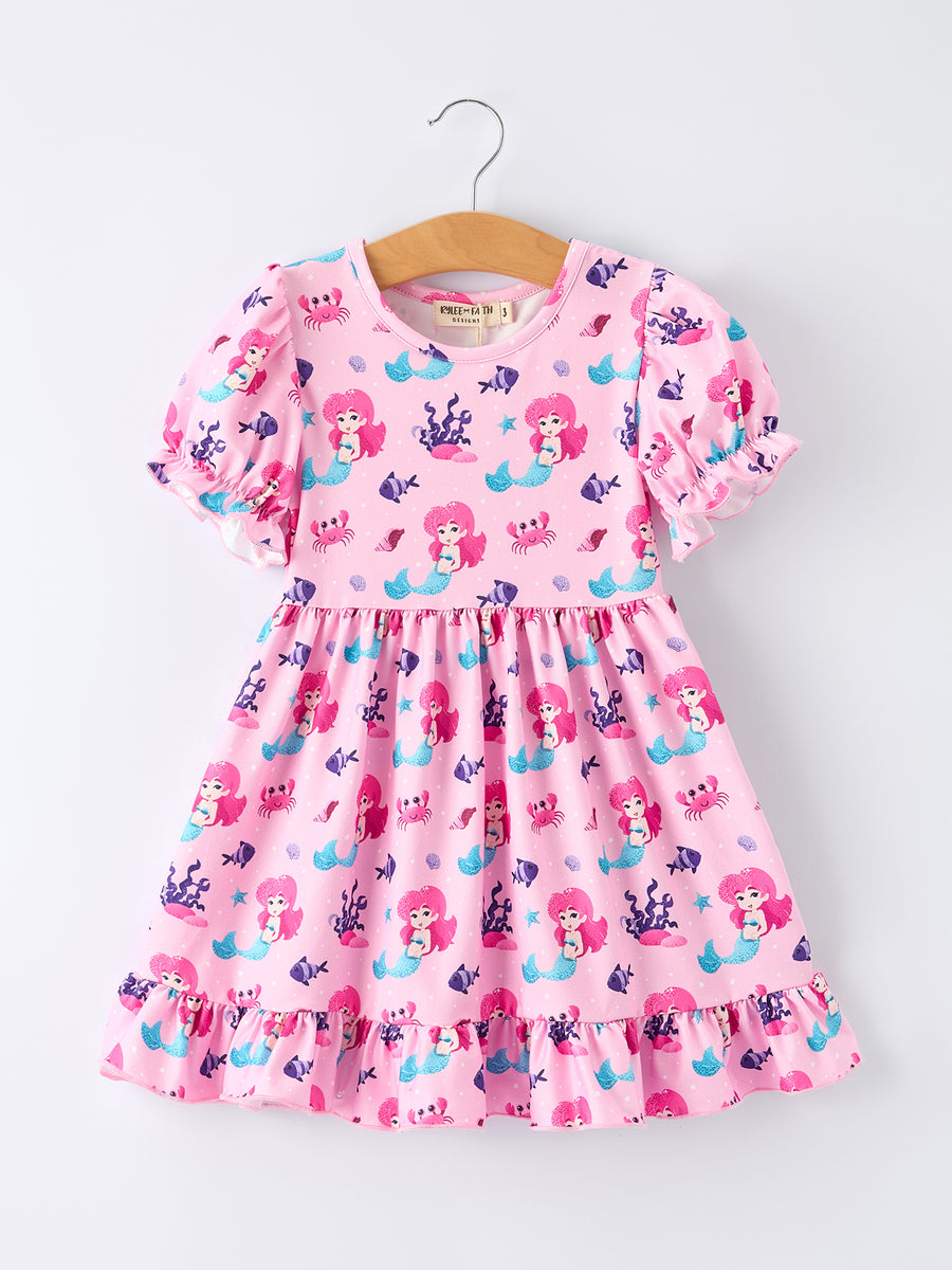 Pastel Ocean Girl Ruffle Dress