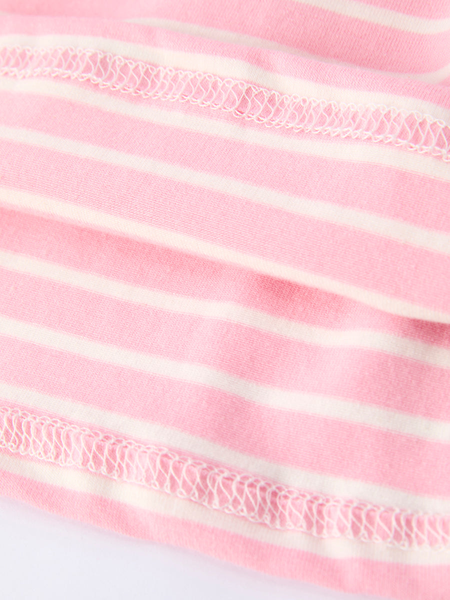 Strawberry Embroidery Pink Stripe Girl Smocked Dress