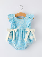 Spring Ocean Girls Romper Bow Ruffle