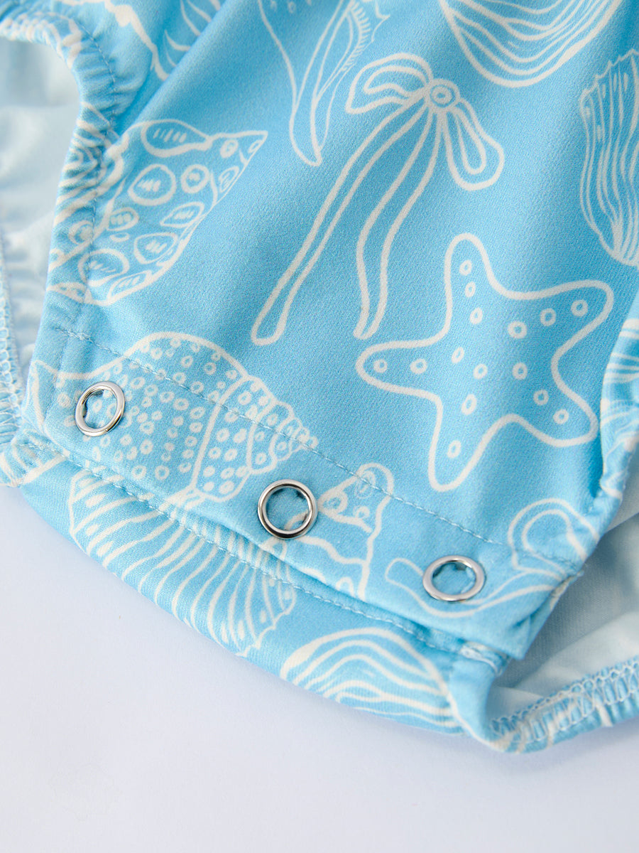 Spring Ocean Girls Romper Bow Ruffle