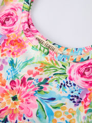 Spring Floral Girls Dress Ruffle Hem