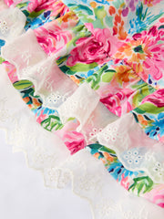 Spring Floral Girls Dress Ruffle Hem