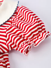 4th of july Bow Applique Striped Dress