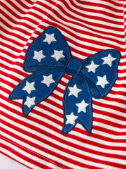 4th of july Bow Applique Striped Dress