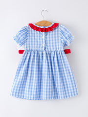 4th of July Plaid Girls Smocked Toddler Girl Dress