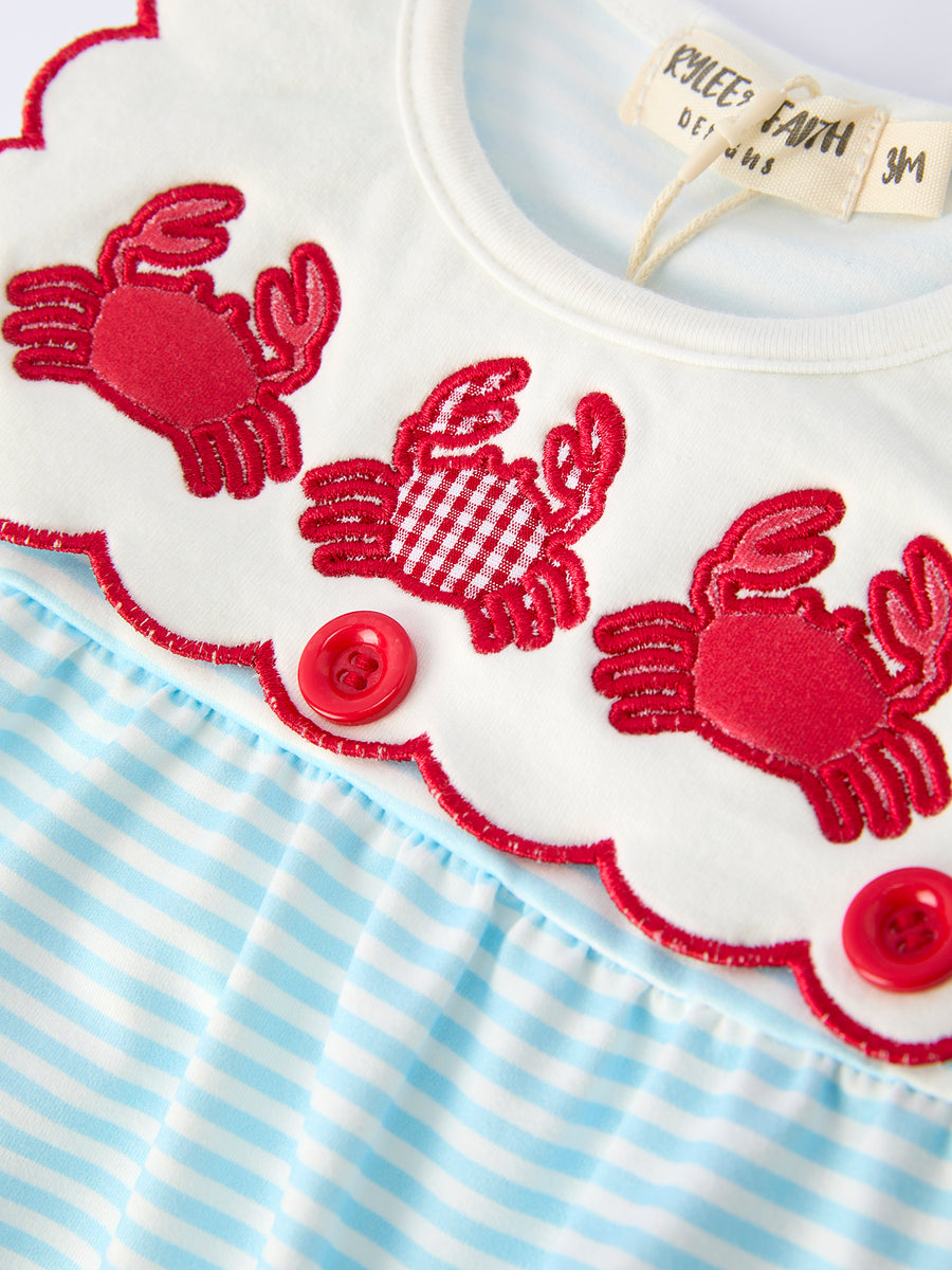 Crab Applique Baby Girl Romper
