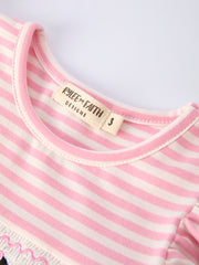 Stripe Girls Dress Bow Smocked Ruffle Sleeve
