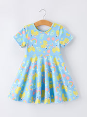 Back to School Rainbow Bow Girls Dress