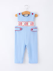4th of July Flag Baby Boys Romper Smocked