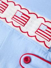 4th of July Flag Baby Boys Romper Smocked