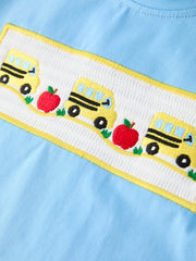 Back To School School Bus Boys Set Plaid Shorts