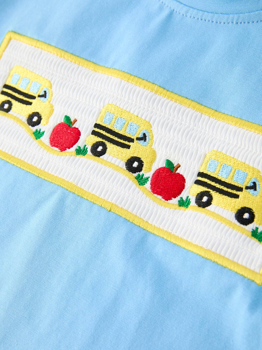 Back To School School Bus Boys Set Plaid Shorts