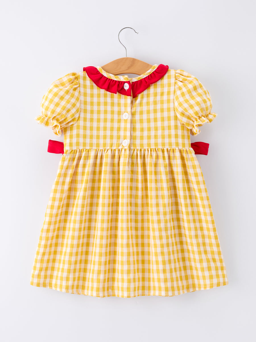Back To School Supply Plaid Girls Dress Ruffle Collar Bow  Rylee Faith  Designs