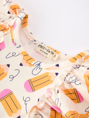 Girls Back To School Pencil Twirl Dress Ruffle Flutter Sleeve