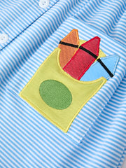 Girls Back To School Pencil Dress Petals Collar Pocket Applique