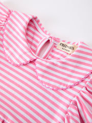 Girls Back To School Bow Pencil Twirl Dress Ruffle Petal Collar Applique