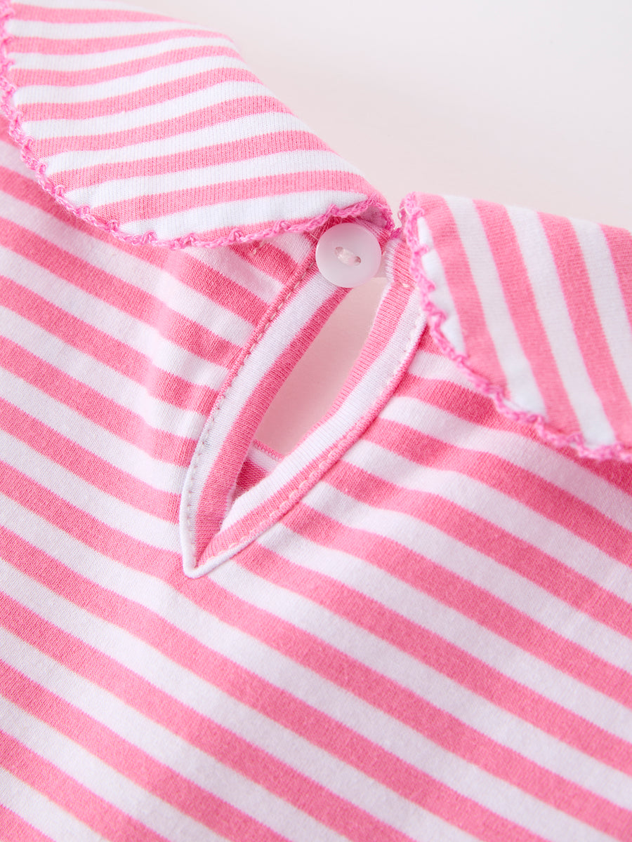 Girls Back To School Bow Pencil Twirl Dress Ruffle Petal Collar Applique