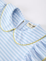 Girls Back To School Crayon Dress Ruffle Petal Collar Applique