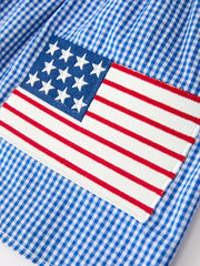 Girls 4th of July Plaid Twirl Dress Bow Smocked