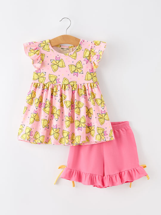 pink bow print dress Girls: The Addison Pink Bow Print Dress, (10/12) - The Mint Julep Boutique