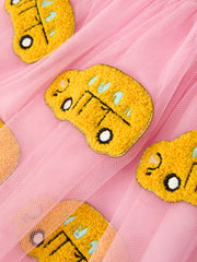 Back To School School Bus Girls Skirt Tulle Applique Skirt