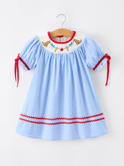 Back To School Apple Pencil Embroidery Dress